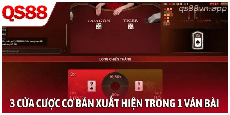 3 cửa cược cơ bản xuất hiện trong 1 ván bài Rồng Hổ