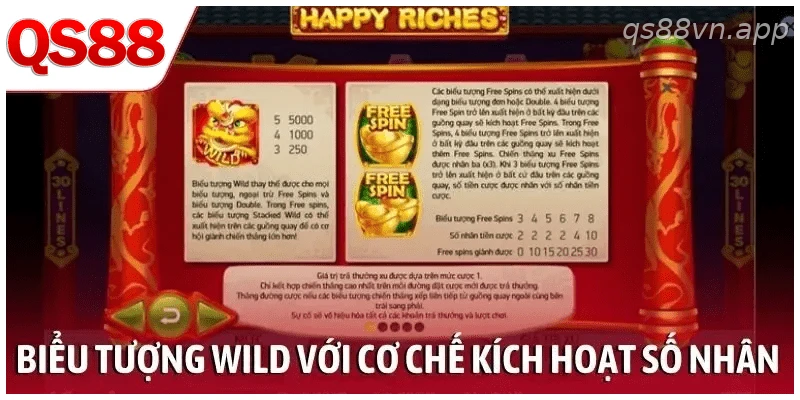 Biểu tượng wild với cơ chế kích hoạt số nhân khủng