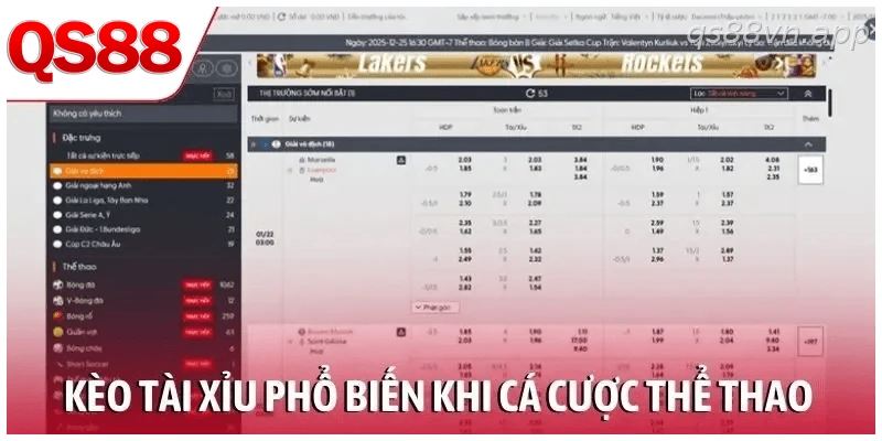 Kèo tài xỉu là cửa cược phổ biến khi cá cược thể thao