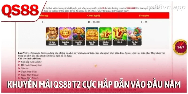 Khuyến mãi QS88 T2 cực hấp dẫn vào đầu năm