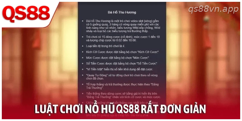 Luật chơi nổ hũ QS88 rất đơn giản