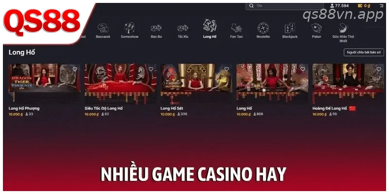 Nhiều game casino hay
